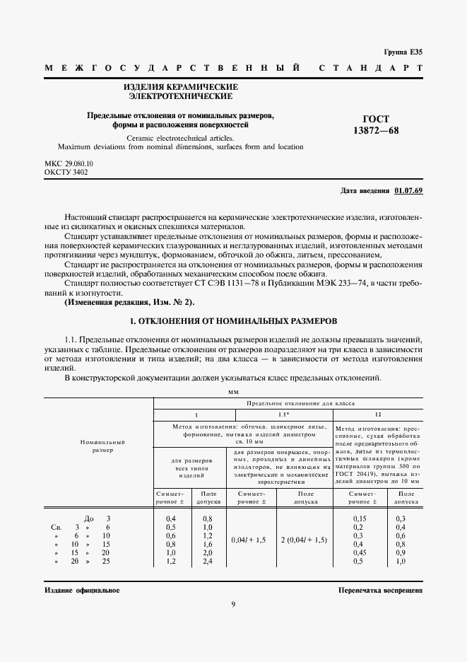 Страница 1 ГОСТ 13872-68