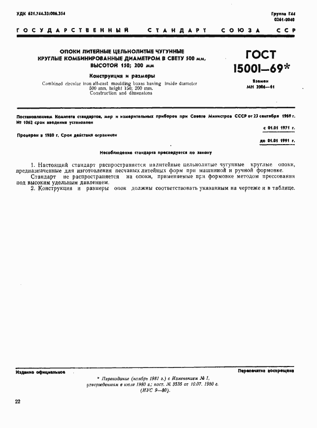 Страница 1 ГОСТ 15001-69