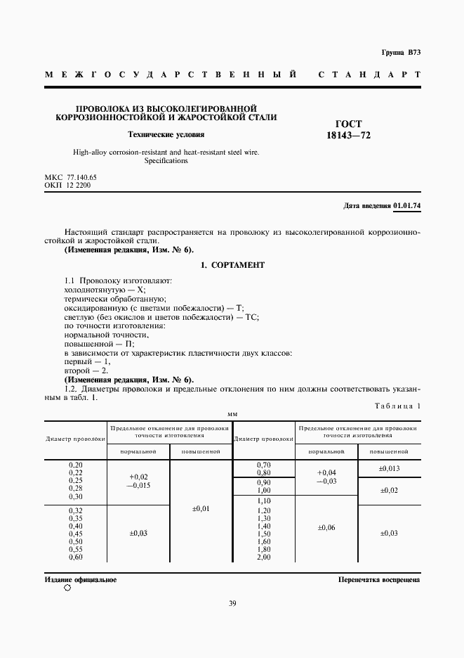 Страница 1 ГОСТ 18143-72