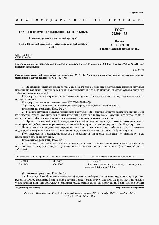 Страница 1 ГОСТ 20566-75