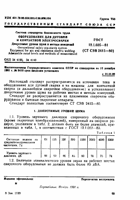Страница 1 ГОСТ 12.1.035-81