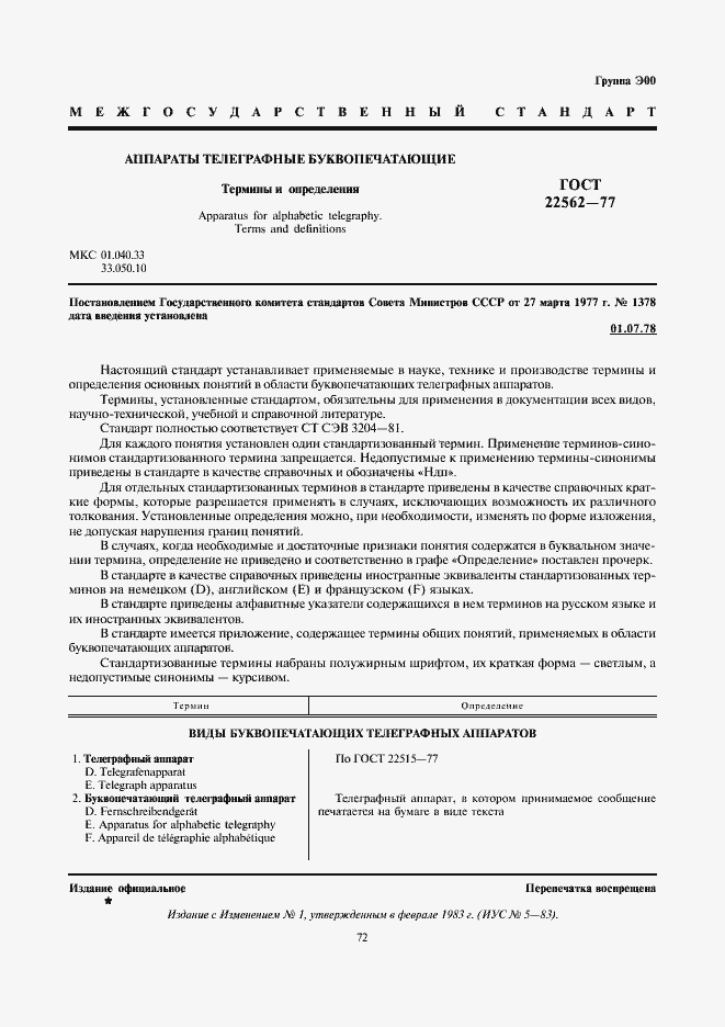 Страница 1 ГОСТ 22562-77