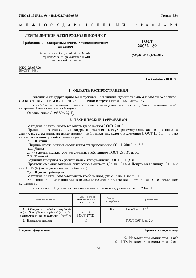 Страница 1 ГОСТ 28022-89