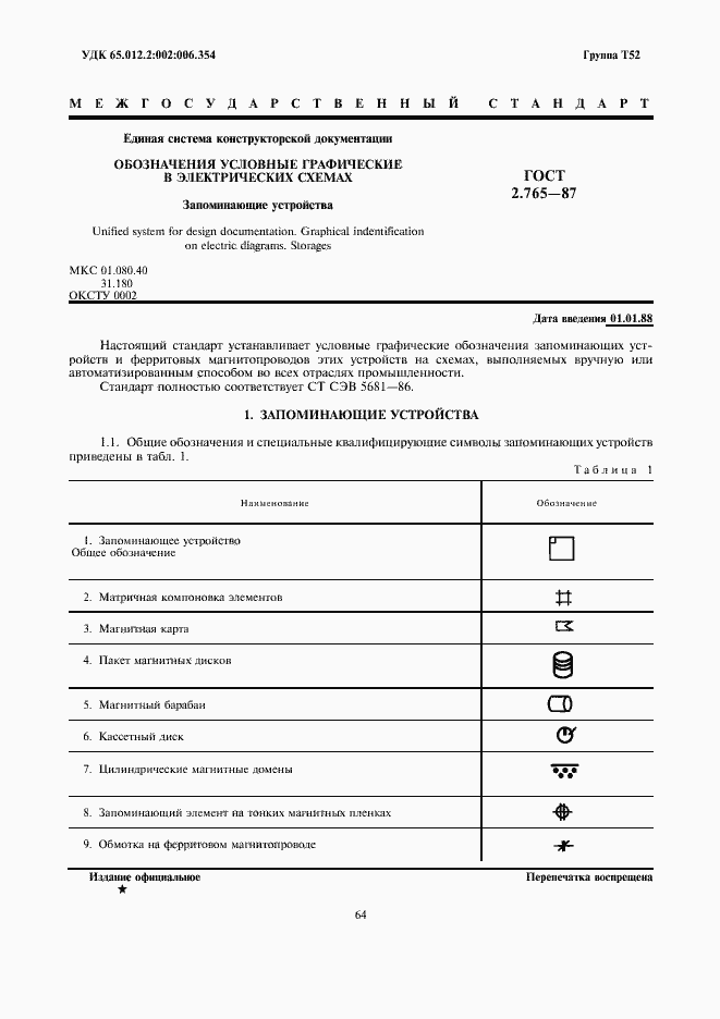 Страница 1 ГОСТ 2.765-87