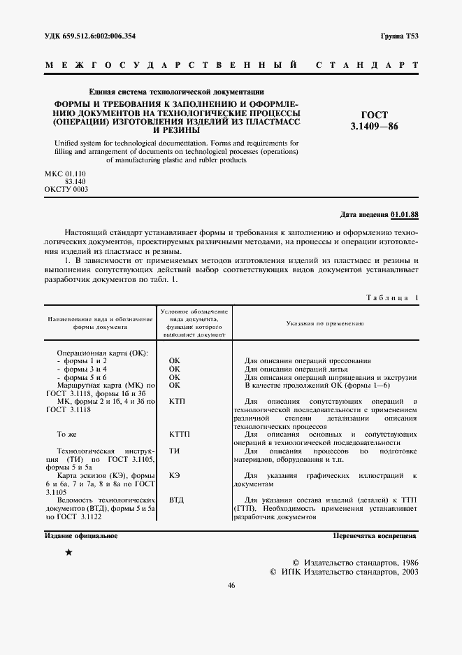 Страница 1 ГОСТ 3.1409-86