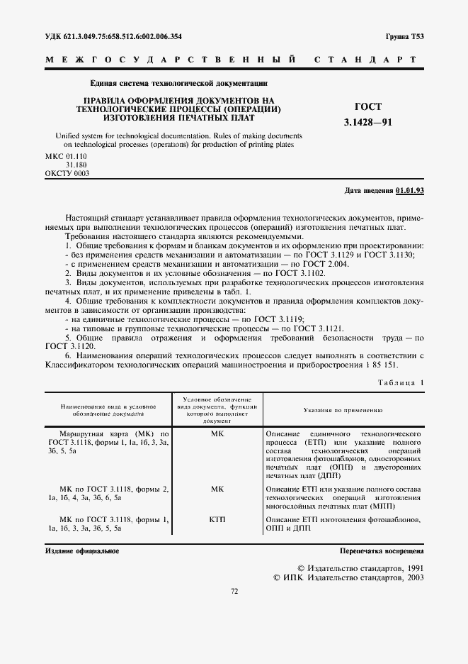 Страница 1 ГОСТ 3.1428-91