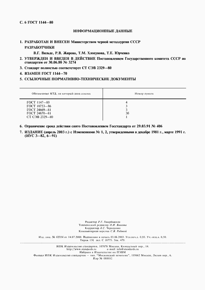 Страница 7 ГОСТ 1144-80