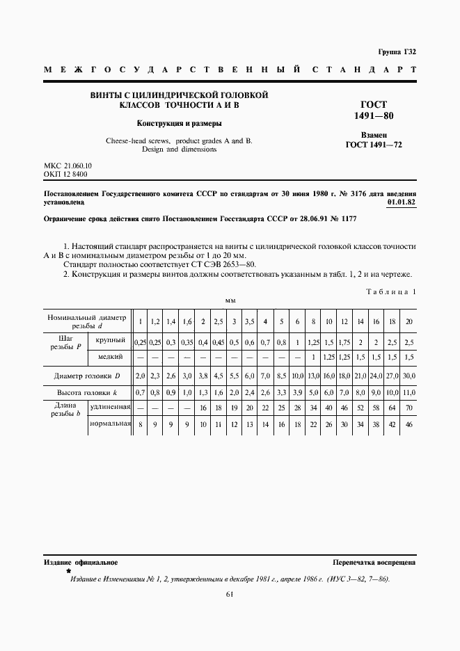 Страница 1 ГОСТ 1491-80