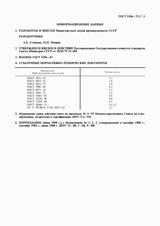 Страница 6 ГОСТ 5196-75