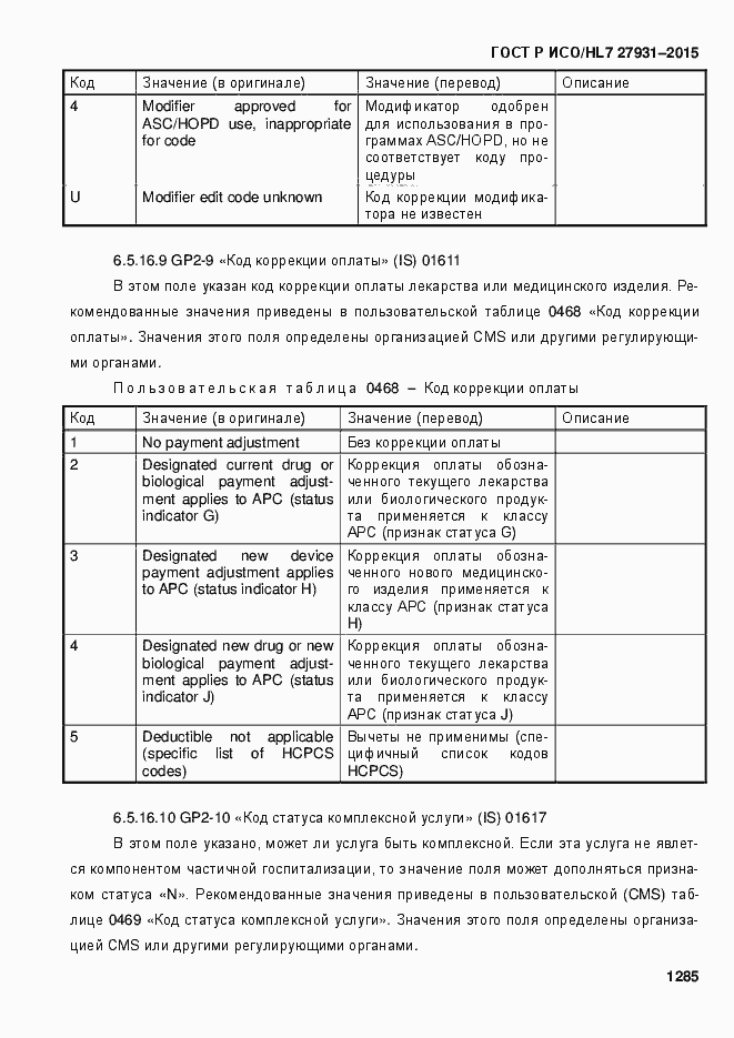 Страница 1291 ГОСТ Р ИСО/HL7 27931-2015