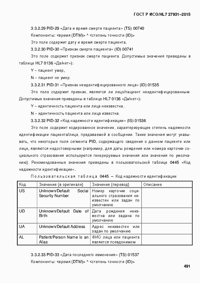 Страница 497 ГОСТ Р ИСО/HL7 27931-2015
