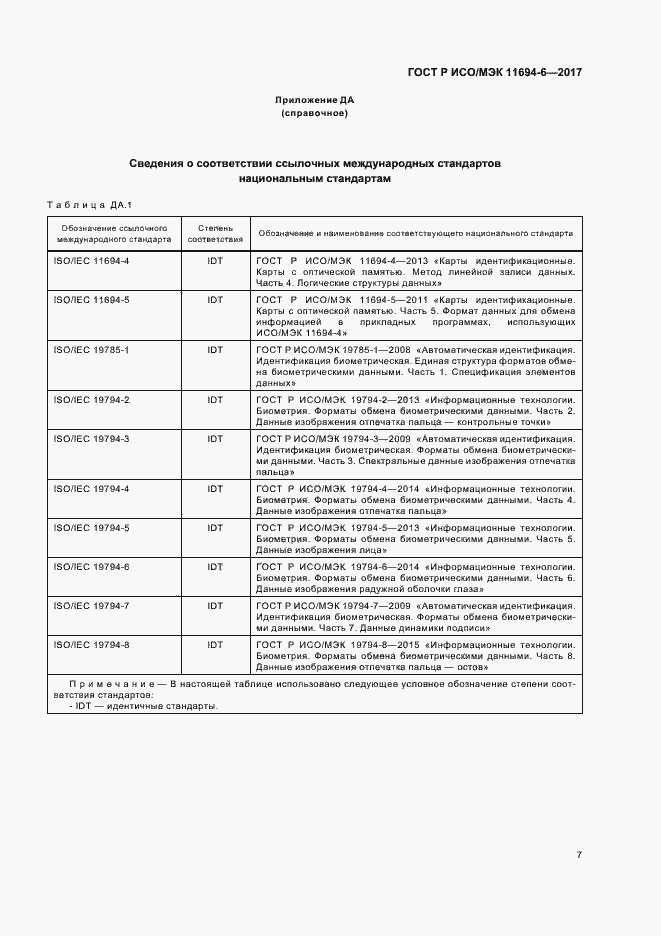 Страница 11 ГОСТ Р ИСО/МЭК 11694-6-2017