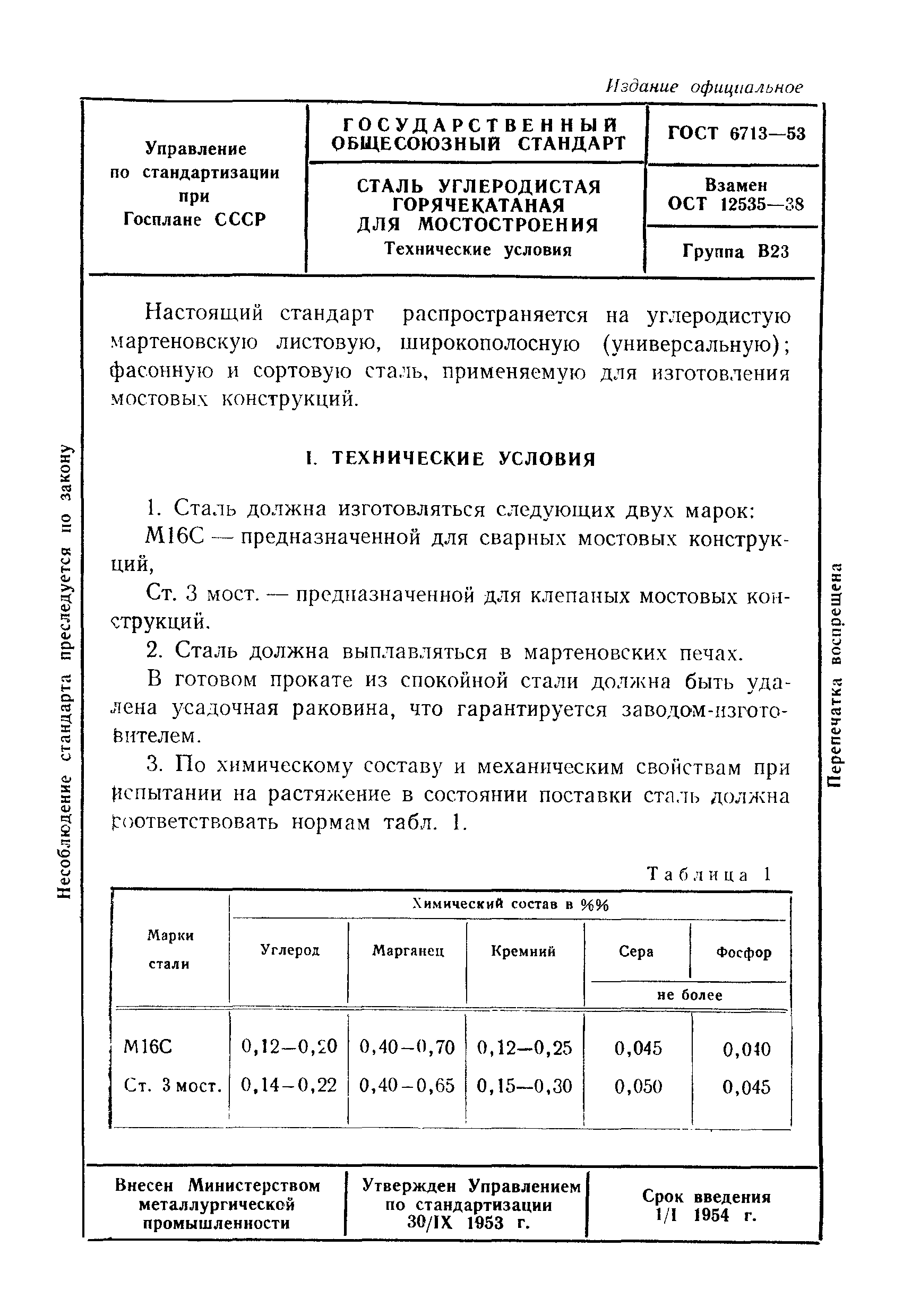 Страница 1 ГОСТ 6713-53