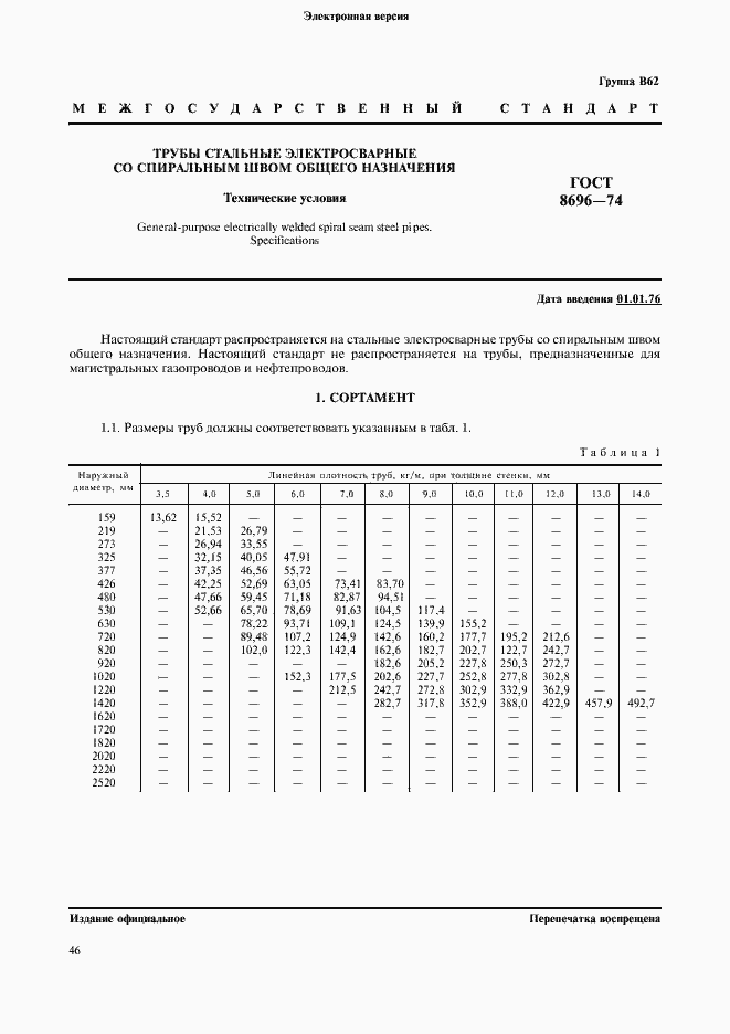 Страница 1 ГОСТ 8696-74