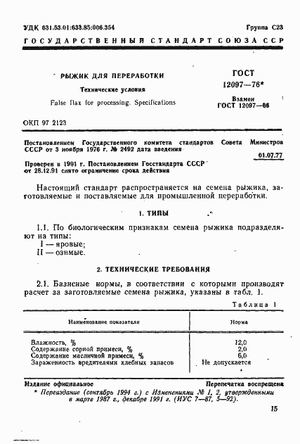 Страница 1 ГОСТ 12097-76