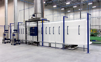 на пршизводстве аппараты для порошковой покраски объединяются в целые комплексы