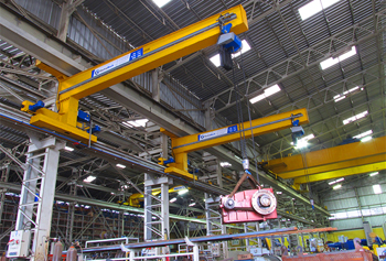 настенные передвижные краны уступают мостовым в грузоподъемности, но они более мобильны