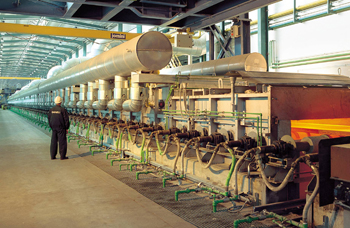 длина проходных печей может составлять десятки метров