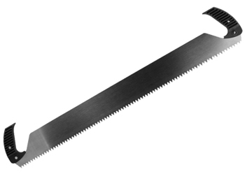 двуручные поперечные пилы отличаются длинным полотном и могут оснащаться рукоятями разной формы