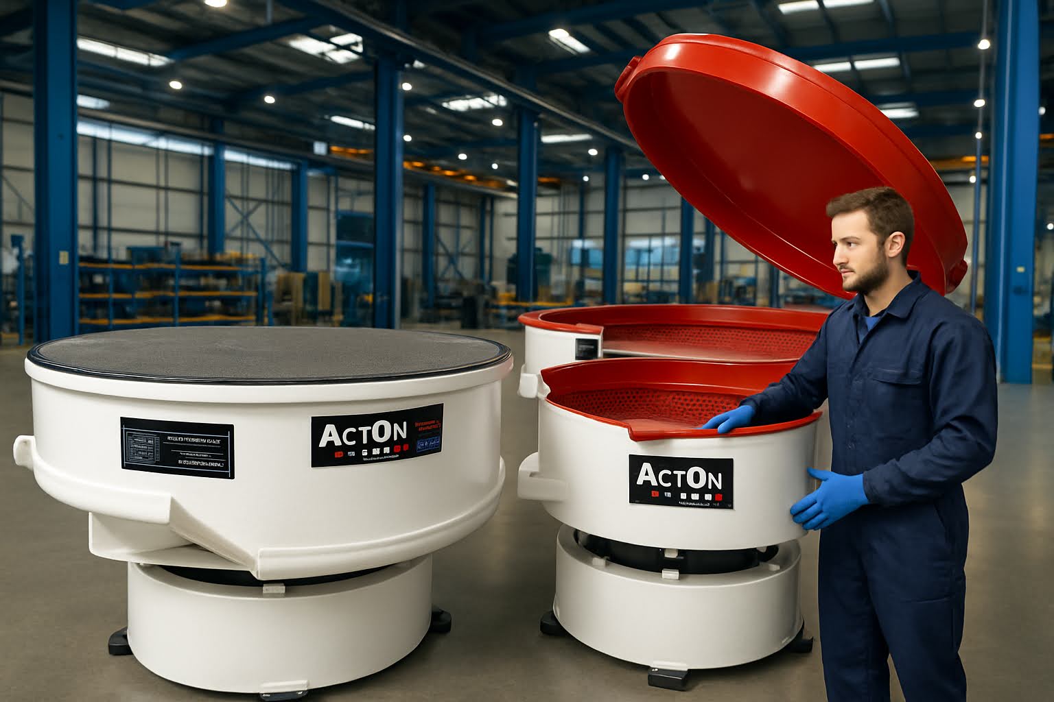 установки для виброабразивной обработки средних и крупных деталей