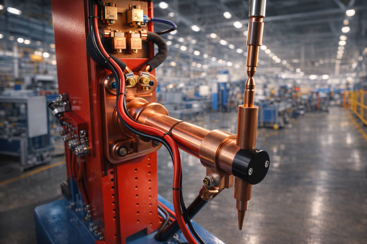 рабочая зона установки контактной точечной сварки